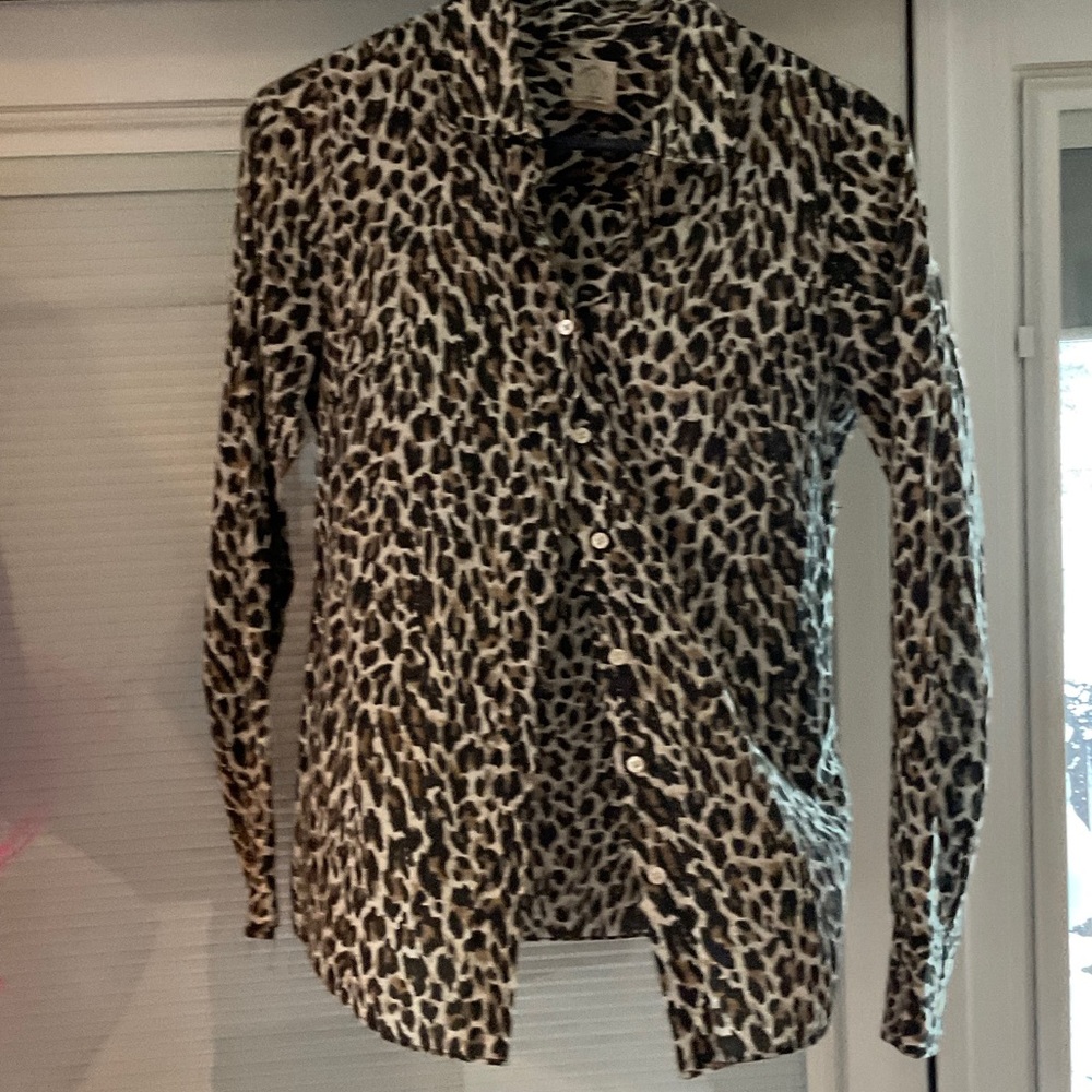 J. Crew Black and White Leopard Print Button Down Shirt